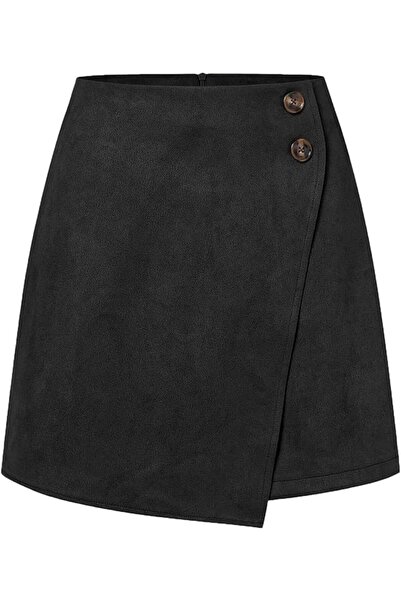 GENERAL Women's Faux Suede High Waist Asymmetrical Hem Mini Skirt