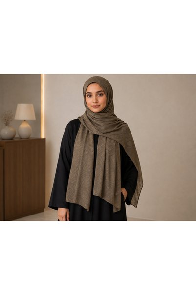 liva ipek 🤎 Premium Glow Jakar Şal Dama Desen – Açık Vizon | İnce Hafif Parl...
