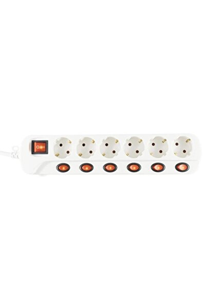 Home Prelungitor NVK 06K-3/WH/1.5, alb, 6 socluri cu buton individual, lungim...