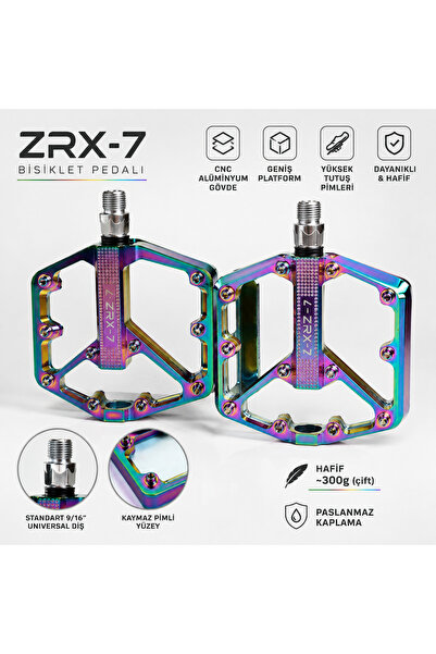Aziyah ZRX-7 Rainbow Rulmanlı Çivili Platform pedal Çivili Çok renkli bisikle...