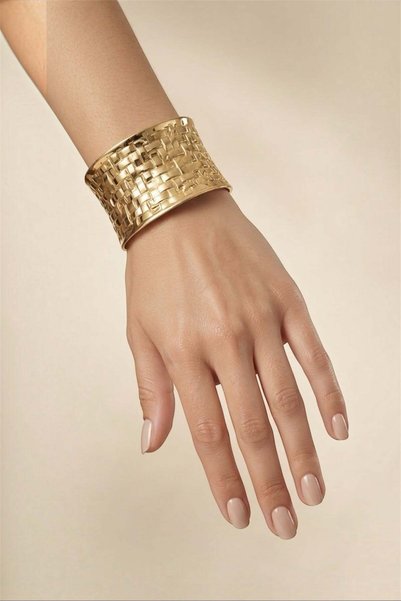 MatmazelLavinya Rose Gold Plated Wide Mesh Textured Cuff Bracelet