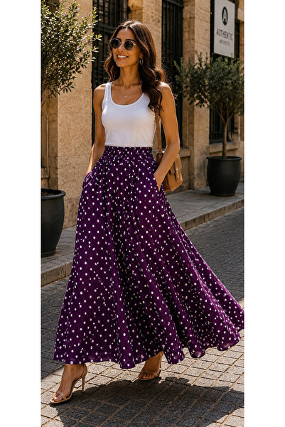 SELDAĞ MODA %100 PAMUK VİSKON İÇ GÖSTERMEZ GİZLİ CEP KLOŞ ETEK