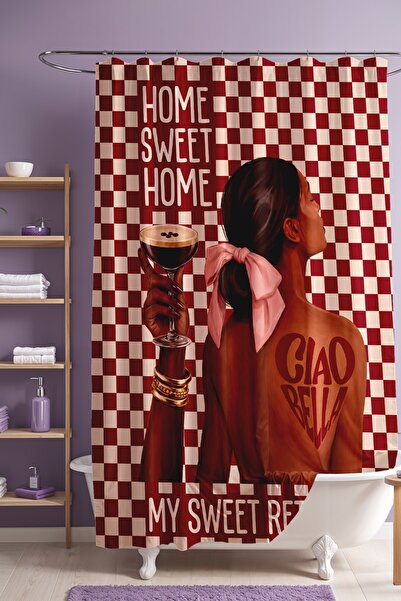 EVPANYA Home Sweet Home and Women Patterned Shower Curtain, Bathtub Curtain 1...