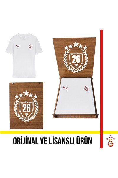 Galatasaray Licensed Puma Logo and Emblem White T-Shirt 26 Championship Woode...