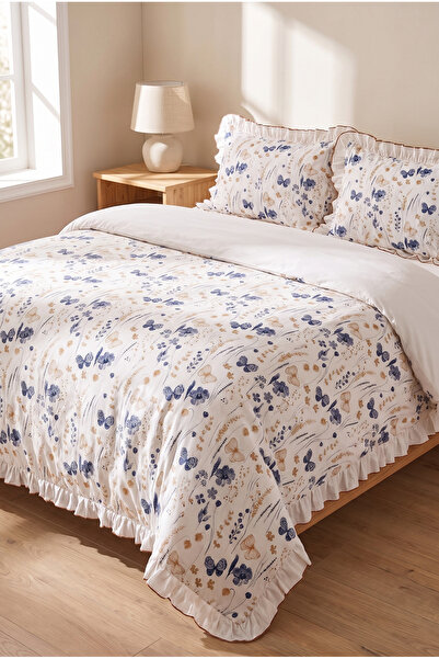 Zühre Home Ruffled Butterfly Patterned Double Duvet Cover Set |   200X220 cm ...