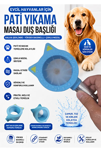 DEOZ Lab Evcil Hayvan Pati Yıkama ve Masaj Duş Başlığı – Halka Tip Yüksek Bas...