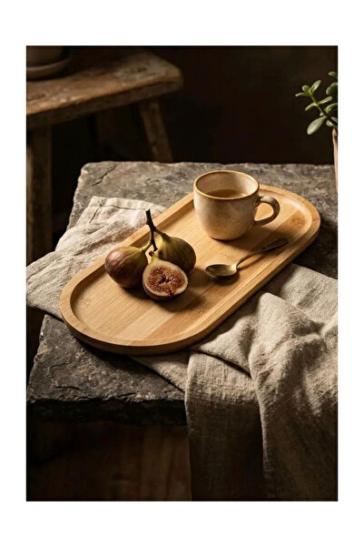 Fiyakalı Ürünler Atölyesi Oval Bamboo Tray - Breakfast Serving Tray - Bamboo ...
