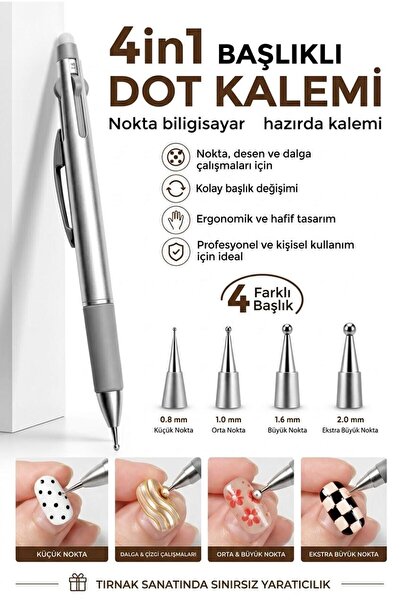 SEVRU 4 in 1 Dotting Pen, Nail Art ve Sanat Noktalama Kalemi