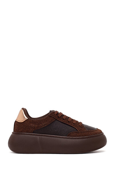 Derimod Women's Brown Lace-Up Thick Sole Sneaker Af168002Sk