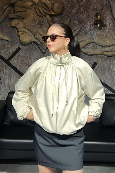 sunfyre Women's Mini Stone Pleated Bomber Jacket Sun462