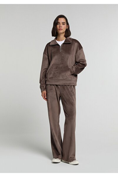 Colin's Regular Fit Mid Waist Plain Women's Brown Sweatpants