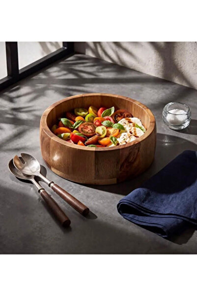 Fiyakalı Ürünler Atölyesi Bamboo Serving Bowl - Wooden Salad Bowl - Wooden Pr...