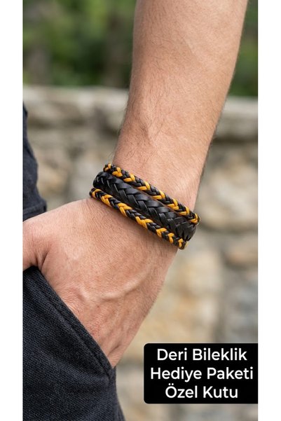 HER ŞEY NOTA www.herseynota.com Carmelo Ember Black Leather Men's Bracelet - ...