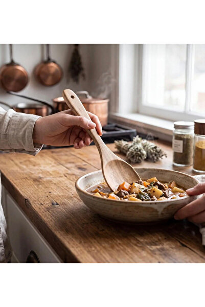 Fiyakalı Ürünler Atölyesi Wooden Spoon - Bamboo Spoon Set - Serving Spoon Woo...