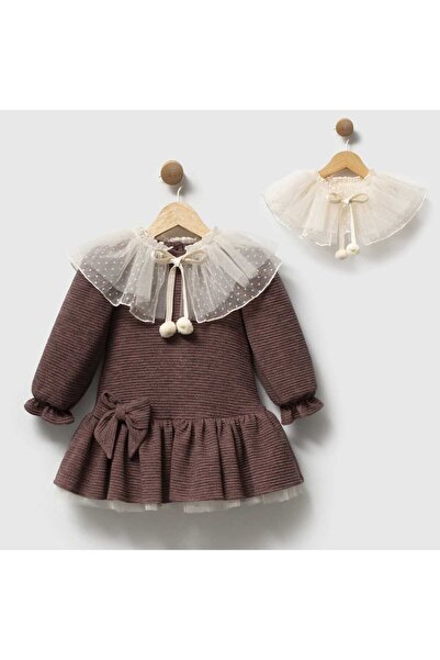 ministok Valentina Girl's Dress with Detachable Cape Collar