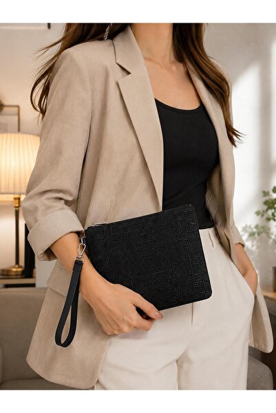 ODCİA Taş Detaylı Siyah El Çantası / Clutch