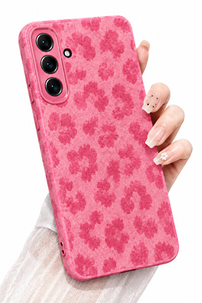 Kipgsm Samsung Galaxy S24 Plus Uyumlu Kılıf Pembe Leopar Desenli Benekli Kame...