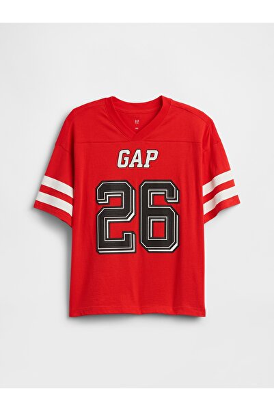 GAP Erkek Çocuk Kırmızı Oversized Soccer T-Shirt