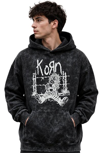 SEVBANO Hanorac cu glugă Korn Rock Metal Music Band, imprimat, unisex, suprad...
