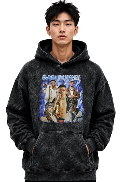 SEVBANO Μπλούζα με κουκούλα Bad Bunny Rapper Singer με στάμπα, Unisex, Oversi...