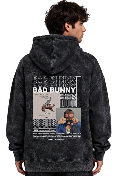 SEVBANO Μπλούζα με κουκούλα Bad Bunny Rapper Singer με στάμπα, Unisex, Oversi...
