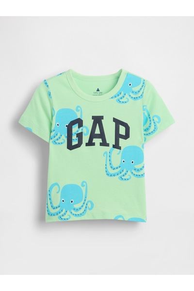 GAP Erkek Bebek Açık Yeşil Grafik Logo T-Shirt