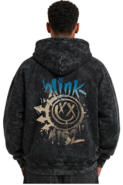 SEVBANO Hanorac cu glugă premium, lavabil, unisex, cu imprimeu Blink-182 Rock...