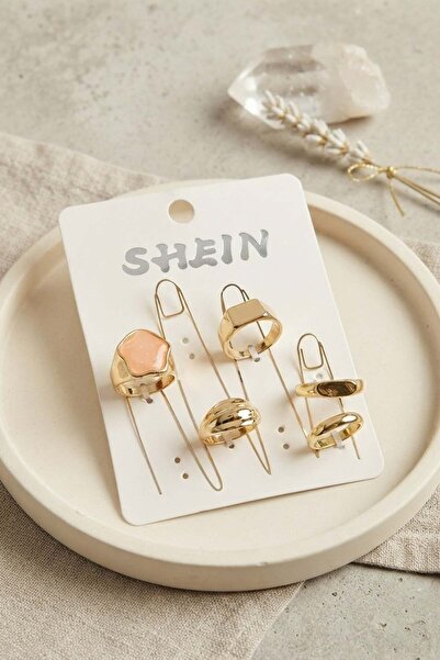 Inure Jewelry Gold Color Brass Bohemian Ring Combination with Pink Stone Deta...