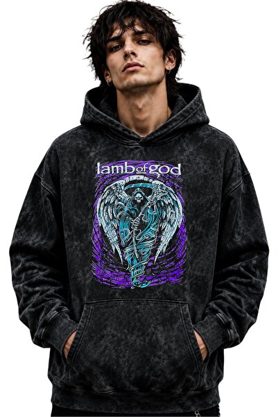 SEVBANO Hanorac cu glugă Lamb Of God, trupă de muzică rock metal, imprimat, u...