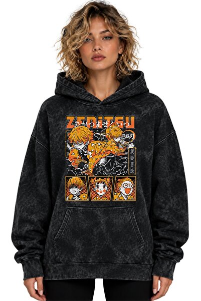 SEVBANO Φούτερ με κουκούλα Zenitsu Agatsuma με στάμπα anime, unisex, oversize...
