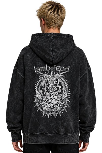 SEVBANO Hanorac cu glugă Lamb Of God, trupă de muzică rock metal, imprimat, u...