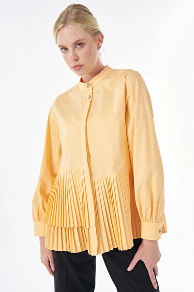 Kayra Pleated Cotton Tunic Orange