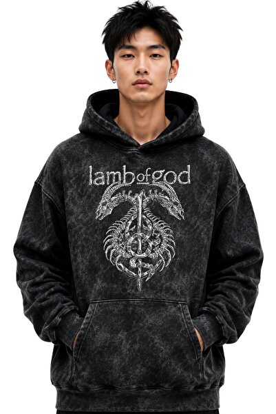 SEVBANO Hanorac cu glugă Lamb Of God, trupă de muzică rock metal, imprimat, u...
