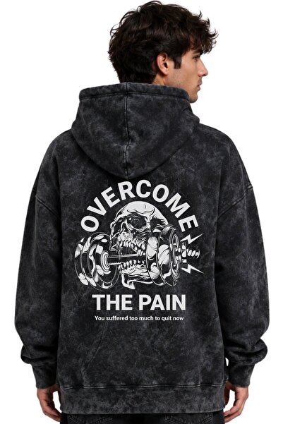 SEVBANO Νικήστε τον Πόνο Fitness Bodybuilding Τυπωμένο Unisex Oversize Πλενόμ...