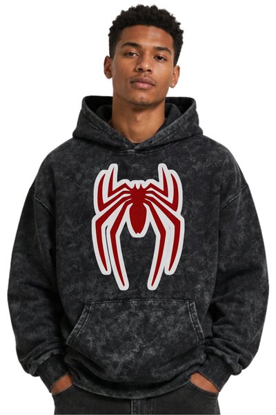 SEVBANO Φούτερ με κουκούλα Spider Movie Hero με στάμπα, Unisex, Oversize, που...