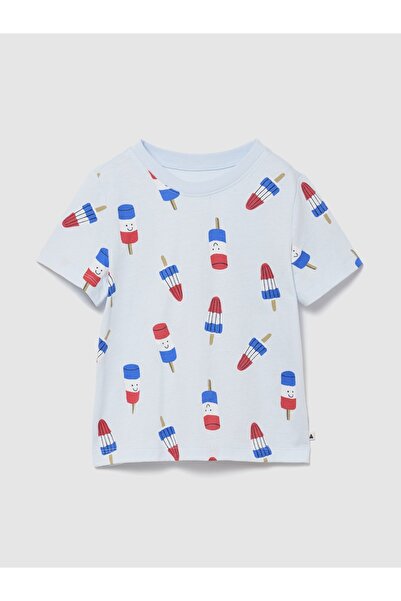 GAP Erkek Bebek Açık Mavi Grafik Baskılı T-Shirt