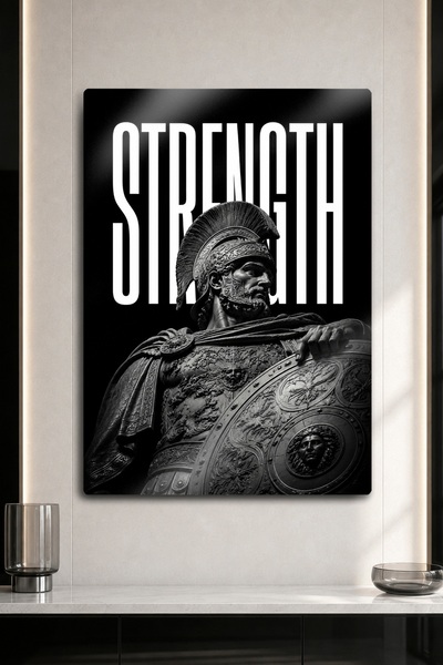DekorHane Metal Baskı - Strength Dekoratif Motivasyon Duvar Tablosu