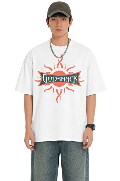 Fuddy Moda Unisex Godsmack Logo Printed Crew Neck T-Shirt, Oversized Rock Ban...