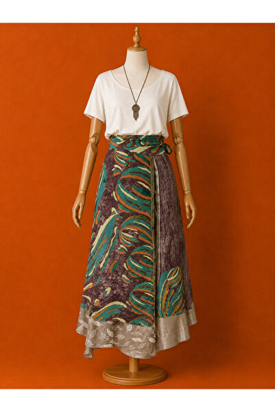 Bohoyasam Women's Double-Sided Silk Blend Long Maxi Skirt Dress Plus Size Mat...