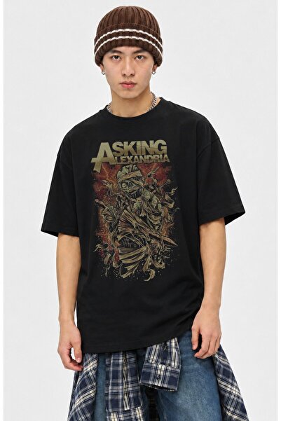 Fuddy Moda Unisex μπλουζάκι με στάμπα Asking Alexandria, Oversize μπλουζάκι μ...
