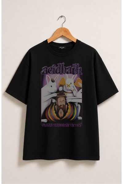 Fuddy Moda Unisex Acidbath Paegan Terrorism Tactics Printed T-Shirt, Oversize...