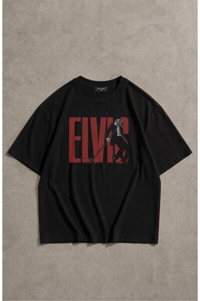 Fuddy Moda Unisex majica sa širokim izrezom i Elvis Presley printom