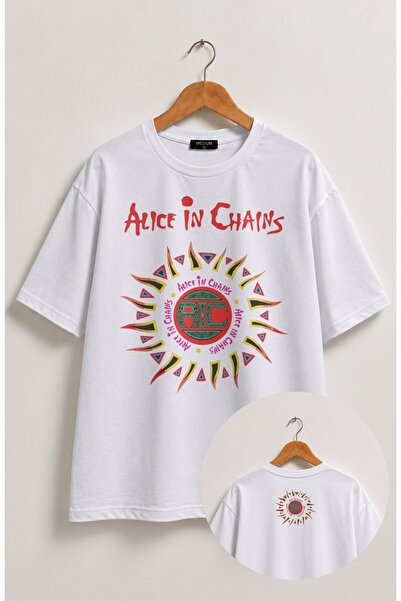 Fuddy Moda Μπλουζάκι Unisex με τυπωμένο λογότυπο Alice in Chains, Oversize μπ...