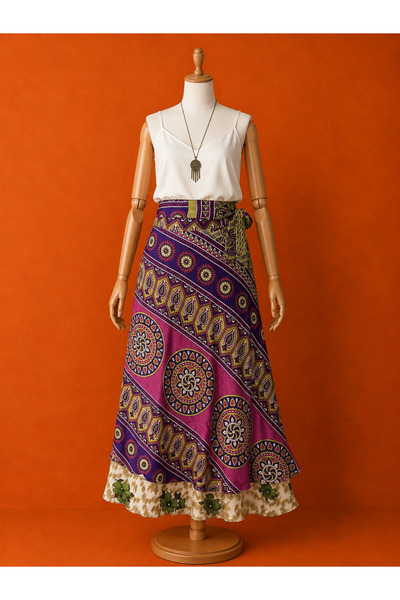 Bohoyasam Women's Double-Sided Silk Blend Long Maxi Skirt Dress Plus Size Mat...