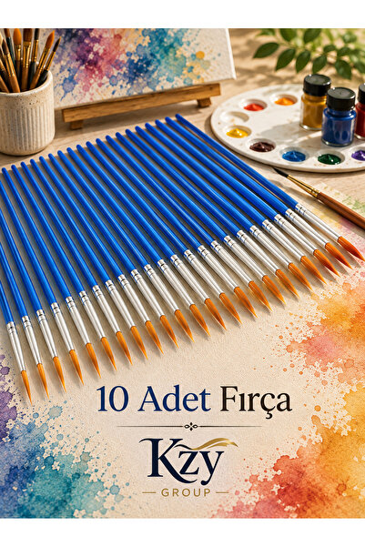 kzygroup 10-Piece Watercolor Brush Set Acrylic, Gouache Paint Activity Brush