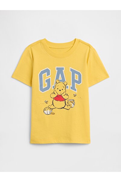 GAP Erkek Bebek Sarı Disney Winnie the Pooh Logo T-Shirt