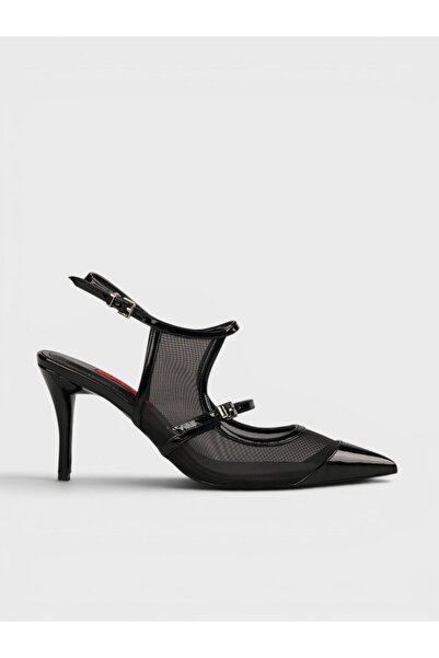 Sadık Yılmaz Women's Summer 9cm Thin Open Heeled Shoes - 574 8126 - Black Pat...
