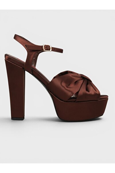 Sadık Yılmaz Women's Summer 15cm Thick Open Heeled Shoes - 574 3422 - Brown S...