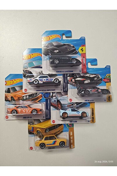 Hotwhells Set 6 Mașinuțe Hot Wheels – Ferrari F40 Competizione + Audi, BMW, Jaguar & Ford