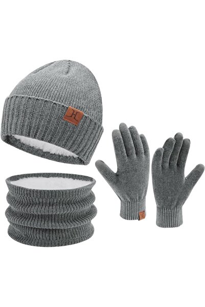 ZASE Womens Mens Winter Beanie Hats Scarf Touchscreen Gloves Set Warm Chenill...